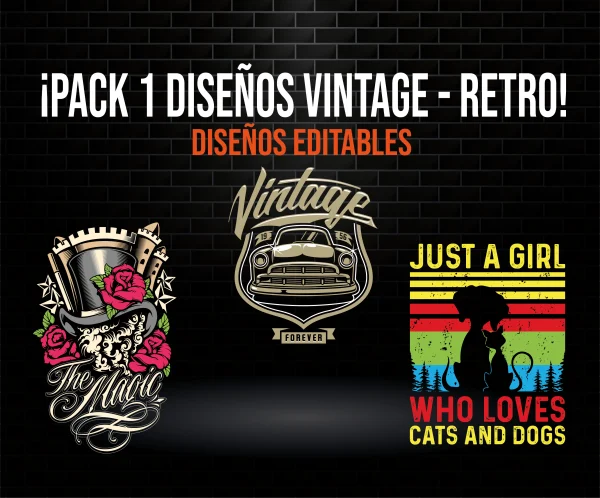 Pack 1 Diseños Vintage Retro