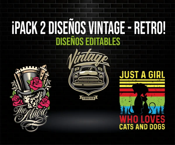 Pack 2 Diseños Vintage Retro